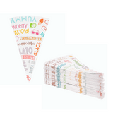 Cono per gelato, con grafica parole aperto e steso impilato