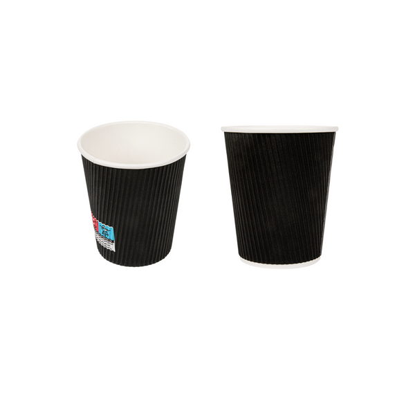 Bicchiere in CARTA + PE per cappuccino da 240 ml con coperchio termico NERO  Confezione 50 pz Art H0731-H741