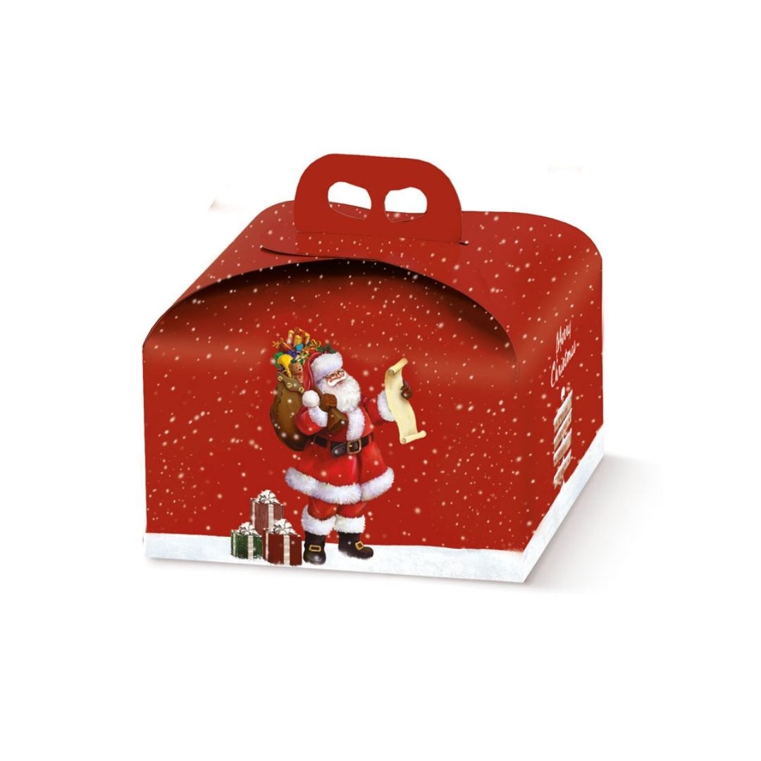 Confezione rossa con babbo natale per panettone