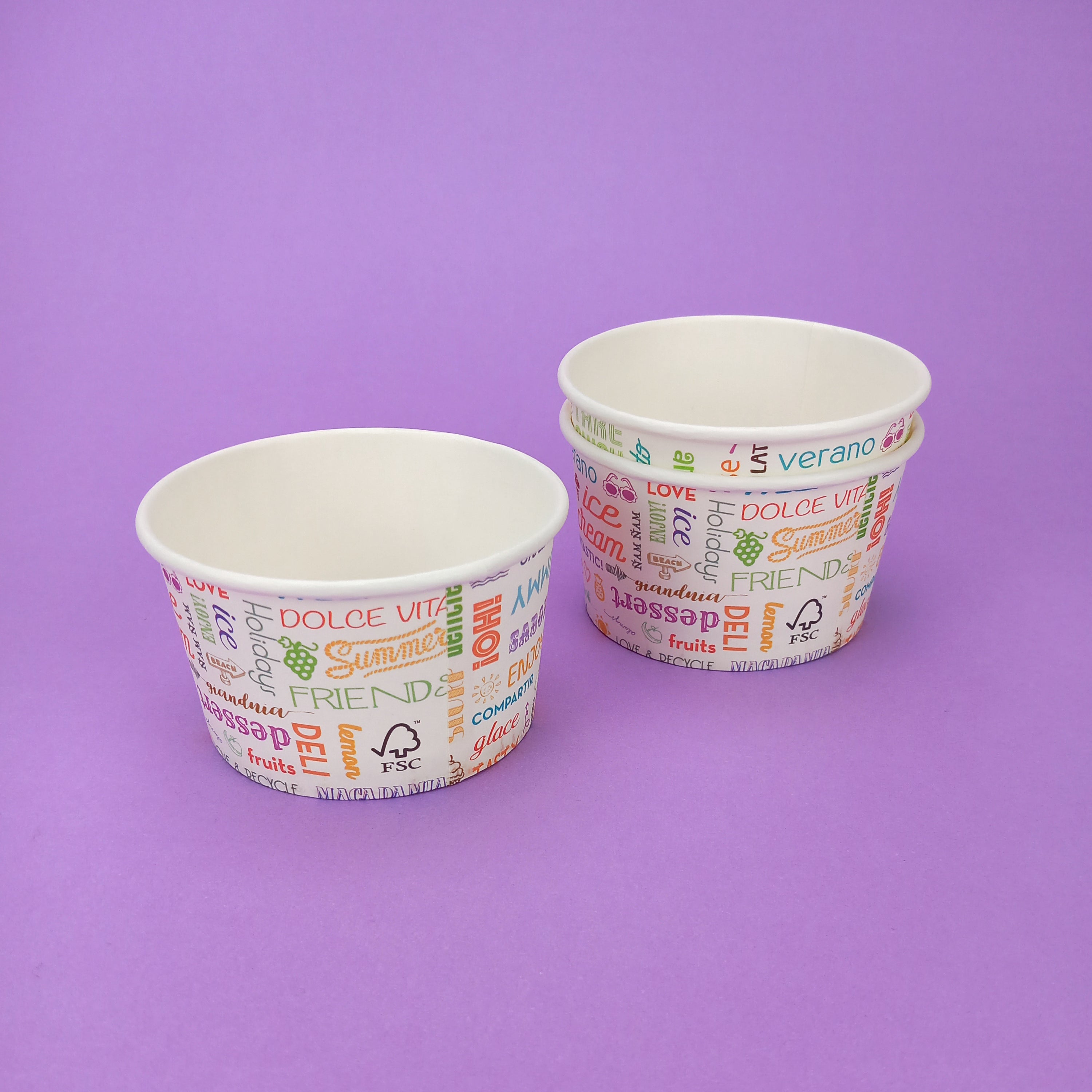 50 pz Coppetta gelato stampa parole € 0,068 Cad + Iva