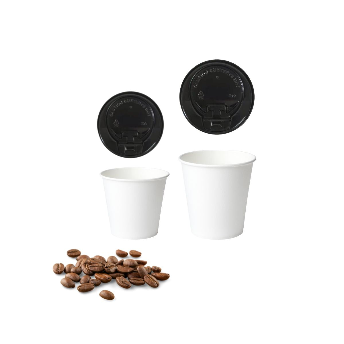 50 pz Bicchieri caffè 160cc in carta coperchio nero da € 0,034 Cad + Iva