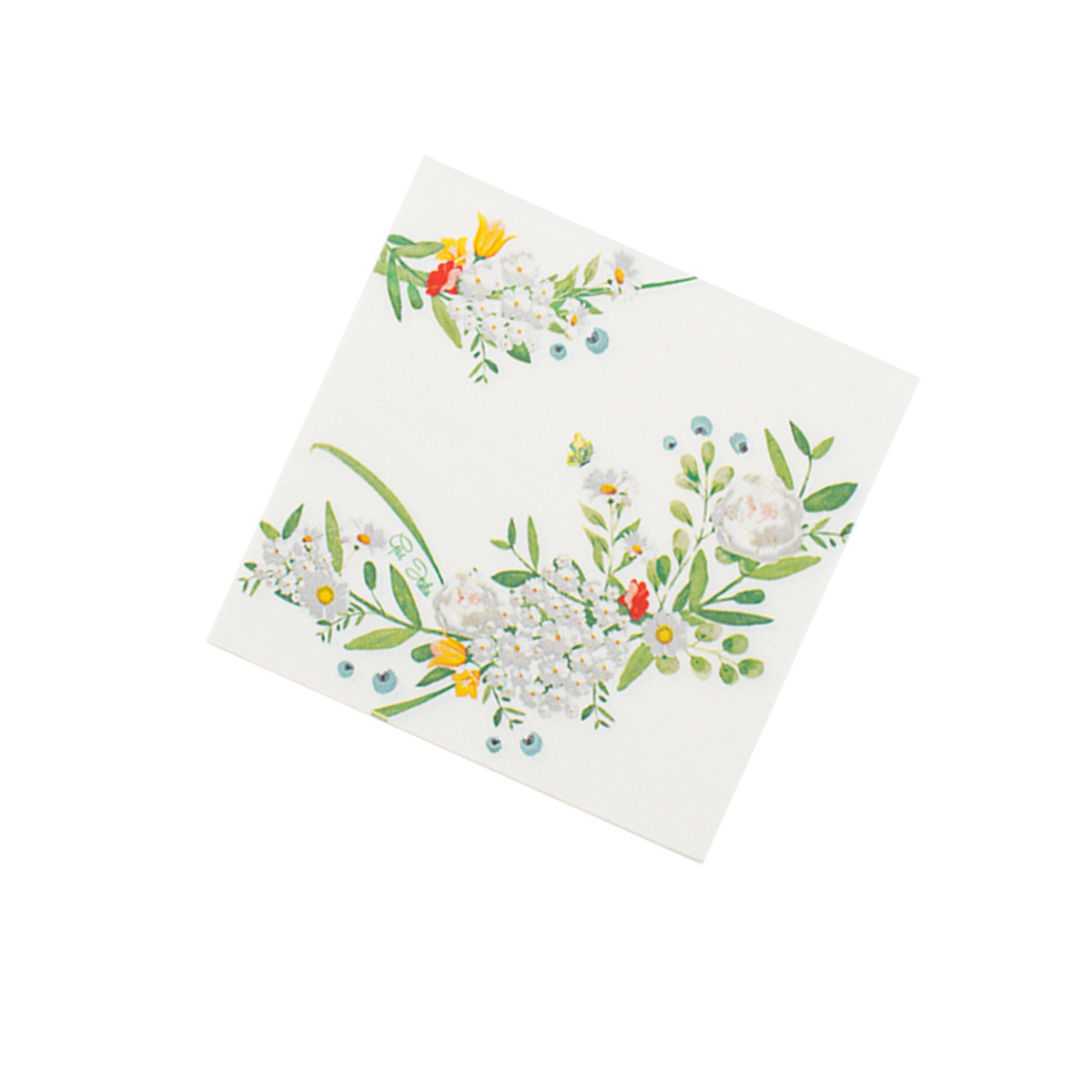 Tovagliolo di carta bianco con fantasia floreale