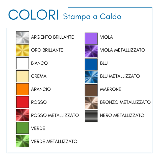 Tabella colori per stampa a caldo