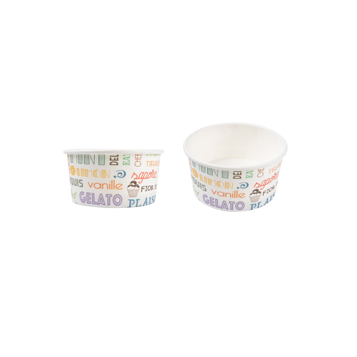 Coppetta gelato con grafica parole