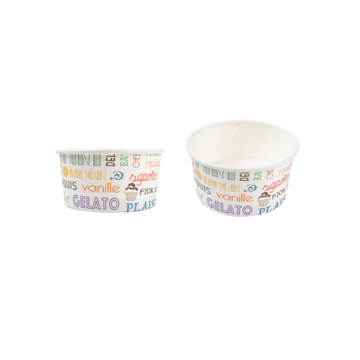 Coppetta gelato con grafica parole