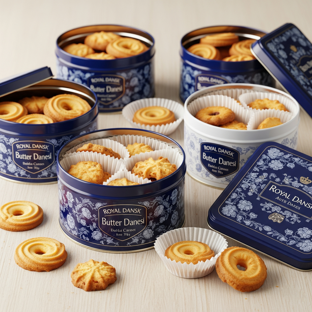 Biscotti Royal Dans dentro le loro confezioni di latta