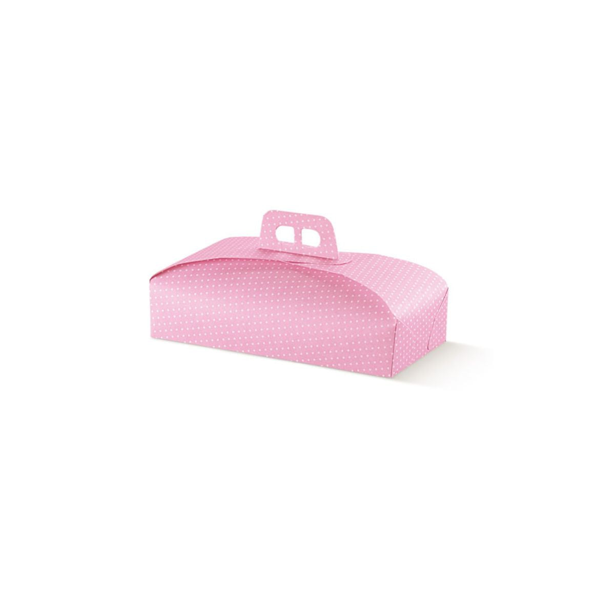 Scatola porta paste rosa con pois bianchi