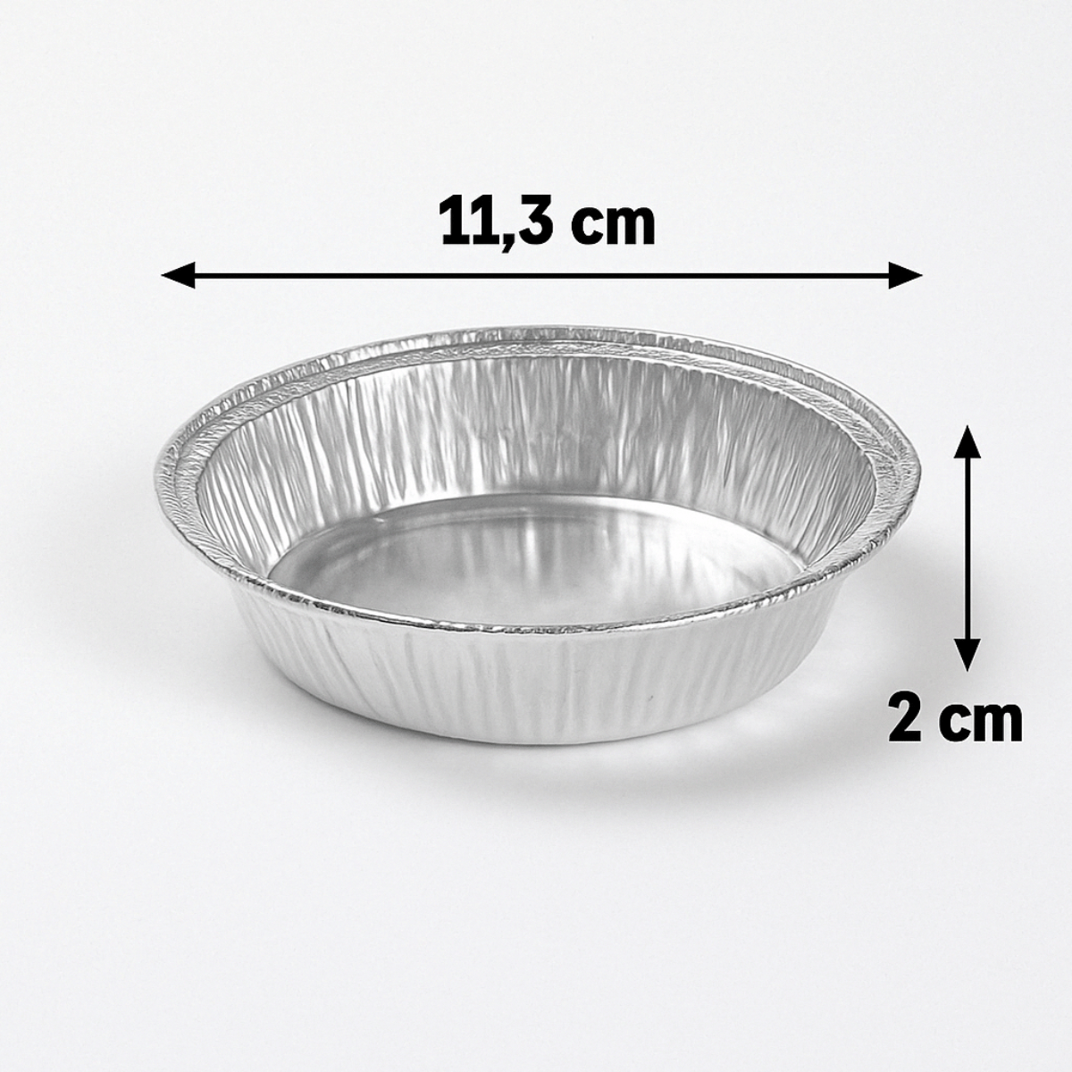Stampo in alluminio per alimenti largo 11,3 cm e alto  cm con misure riportate sull'immagine