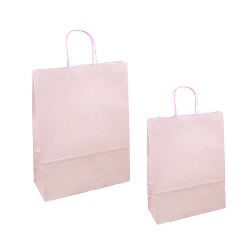 25 pz Shopper di carta rosa con manici da € 0,38 Cad + Iva