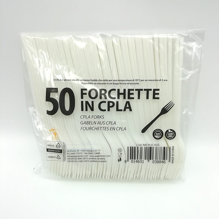 50 pz Posate biodegradabili in CPLA da € 0,055 Cad + Iva