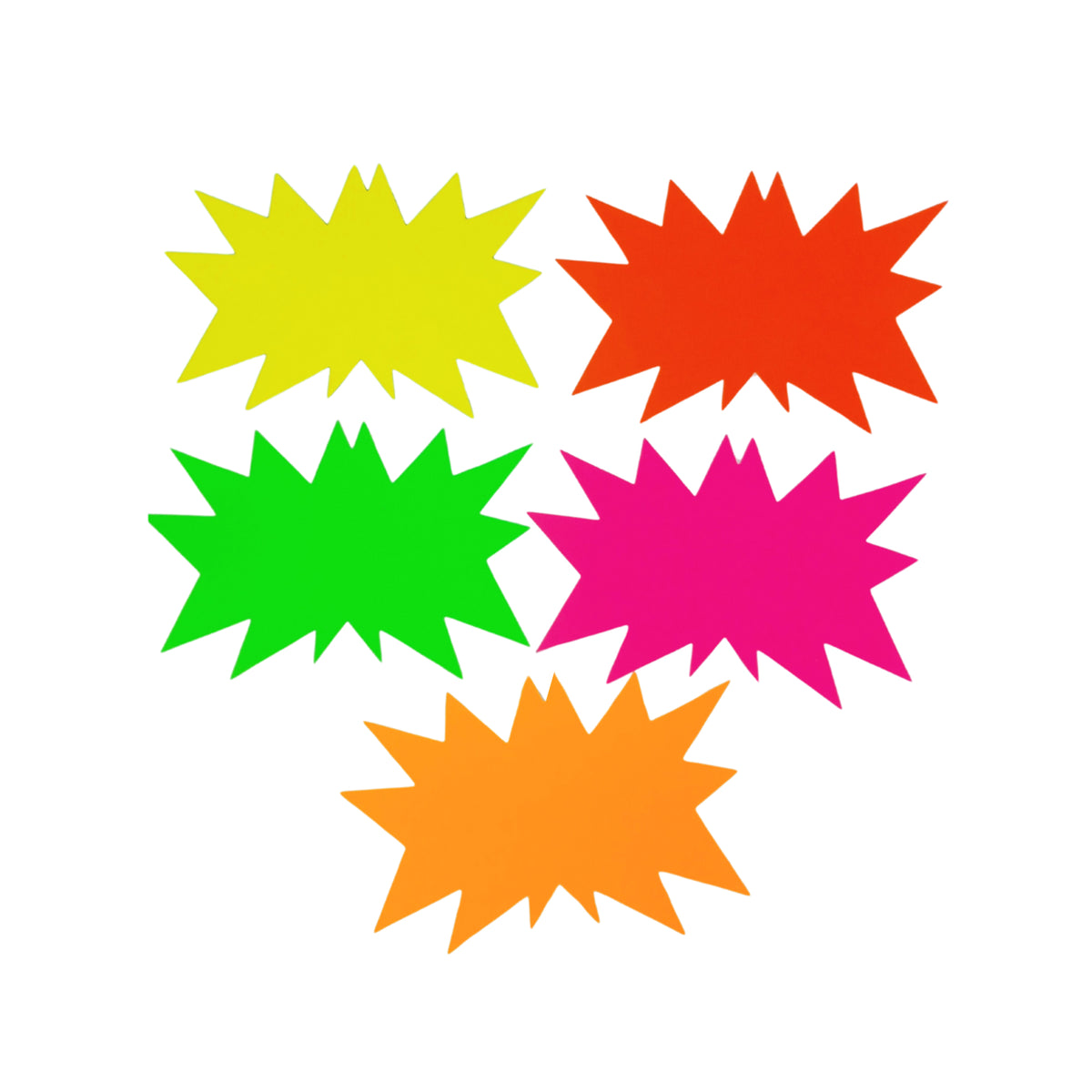 Cartellini segna prezzo, verde, fucsia e arancione fluo, rosso e giallo
