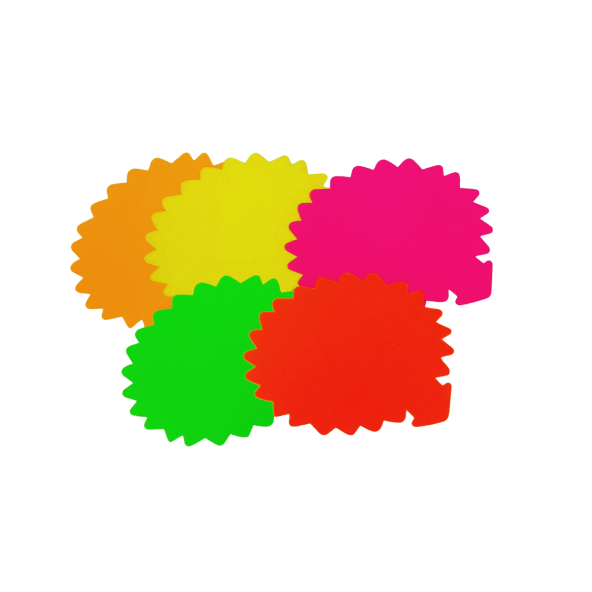 Cartellini segna prezzo, verde, fucsia e arancione fluo, rosso e giallo