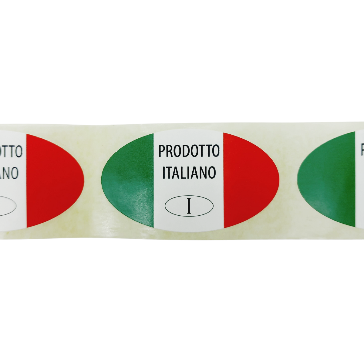 Etichetta ovale con bandiera italiana, prodotto italiano