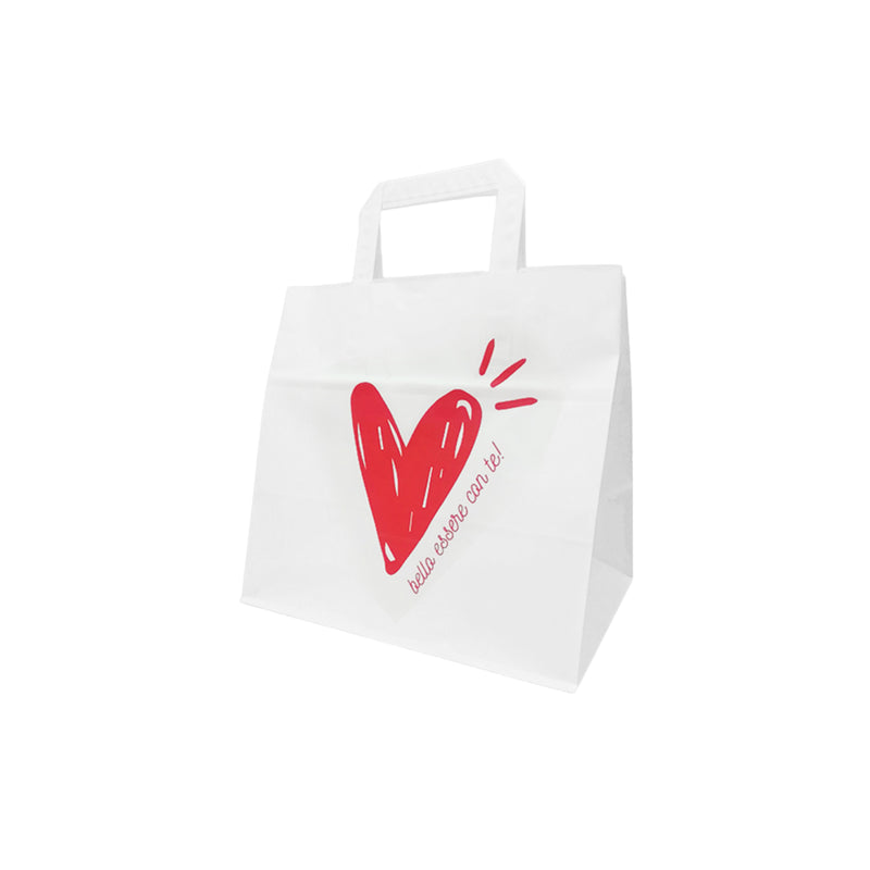 Shopper bianca con grafica di un cuore per san Valentino