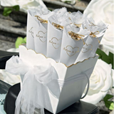 Cesto con bomboniere a cono personalizzate 