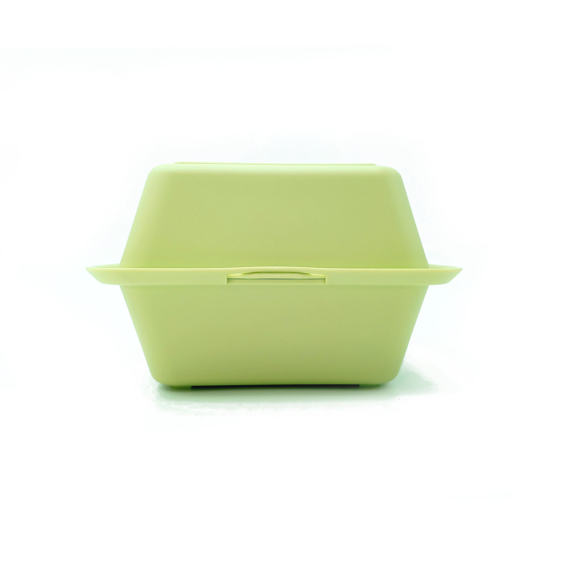 Porta merenda verde chiuso visto frontalmente 