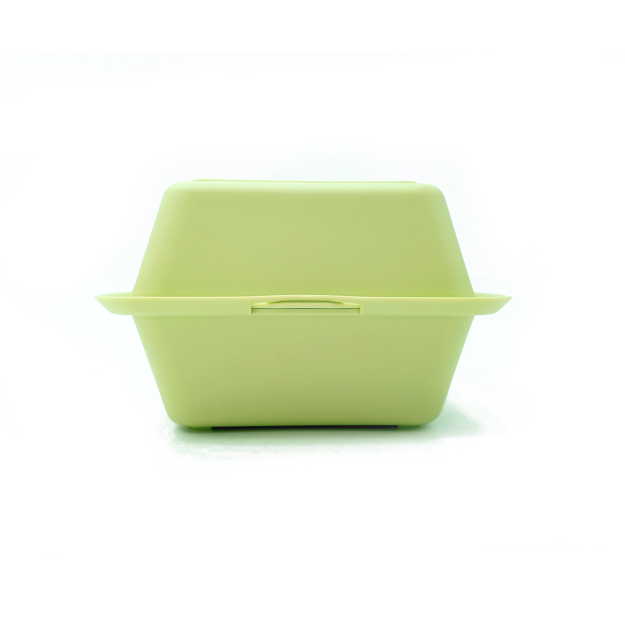 Porta merenda verde chiuso visto frontalmente 