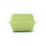 Porta merenda verde chiuso visto frontalmente 