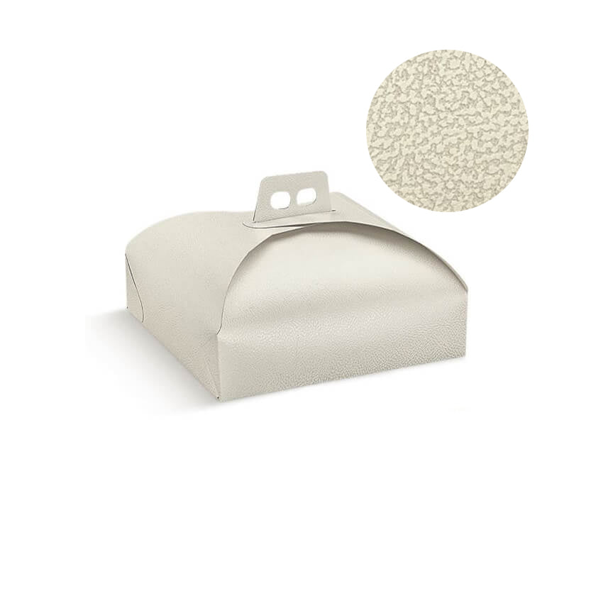 Scatola porta torte bianca in pelle