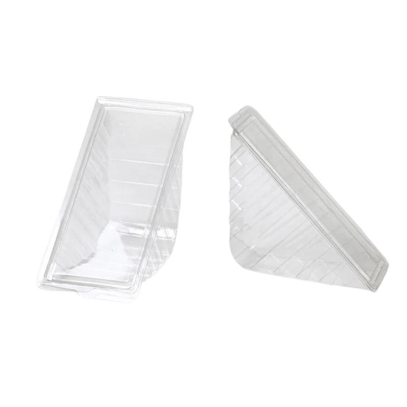 Vaschetta di plastica, trasparente per tramezzino vista nei suoi due lati