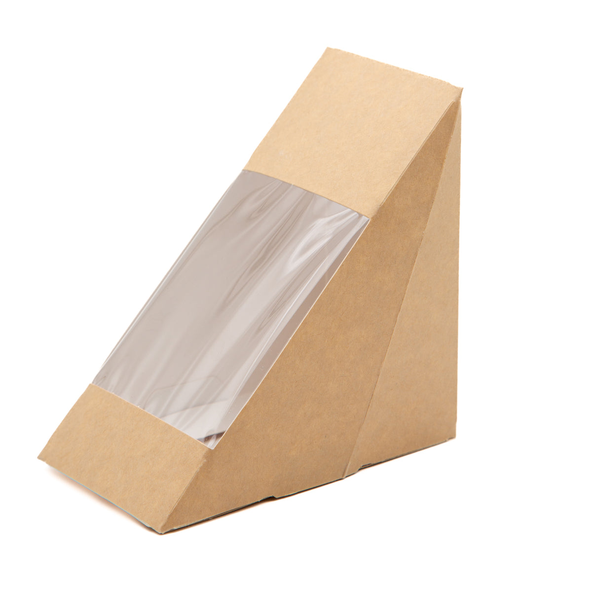 Scatola di carta color avana con finestra porta tramezzino