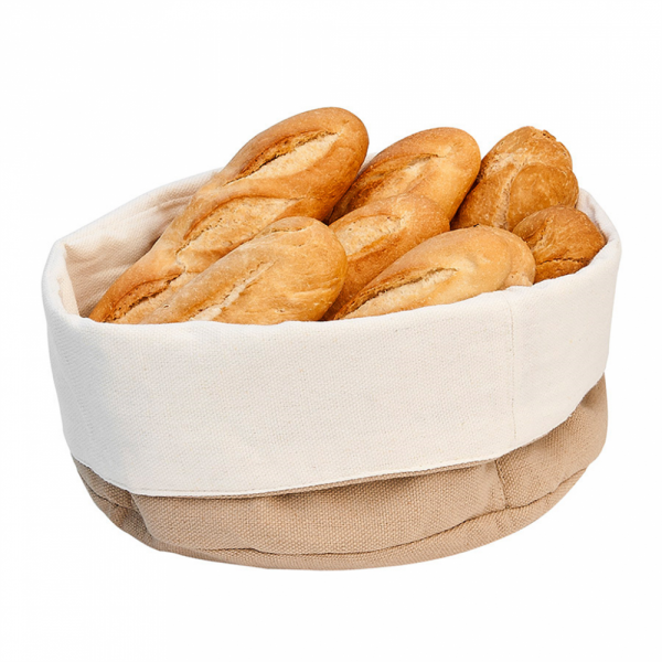 Cesto di tessuto per pane pieno di pane 