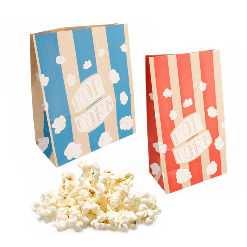 Sacchetto di carta porta pop corn con vicino di pop corn sfusi - due misure e due colori diversi 