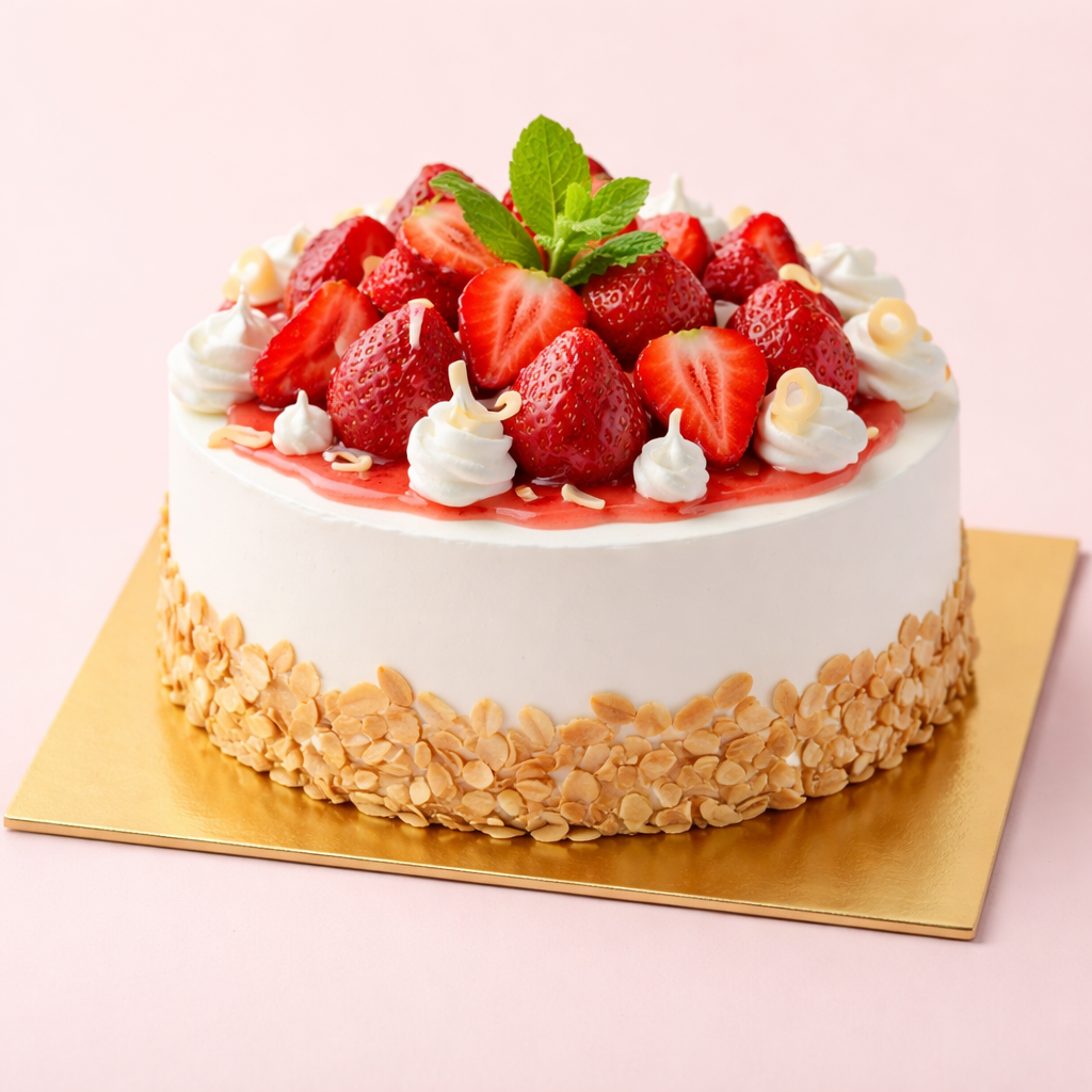 Torta da pasticceria su un sottotorta dorato 