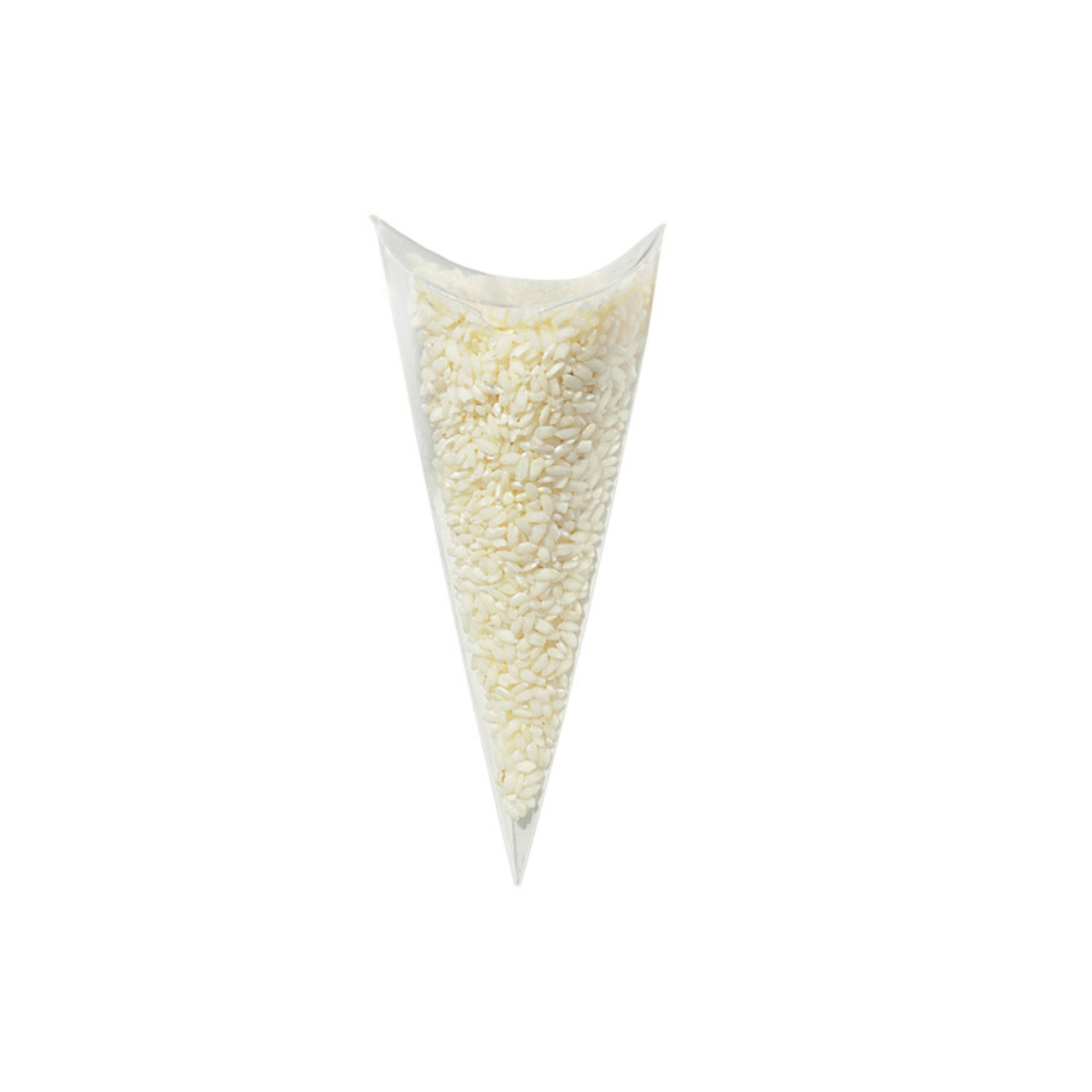 Cono trasparente pieno di riso