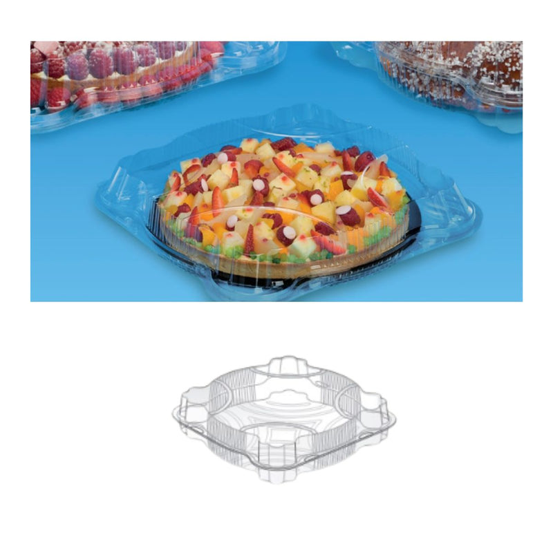Porta torta di plastica, pieno e disegno tecnico 