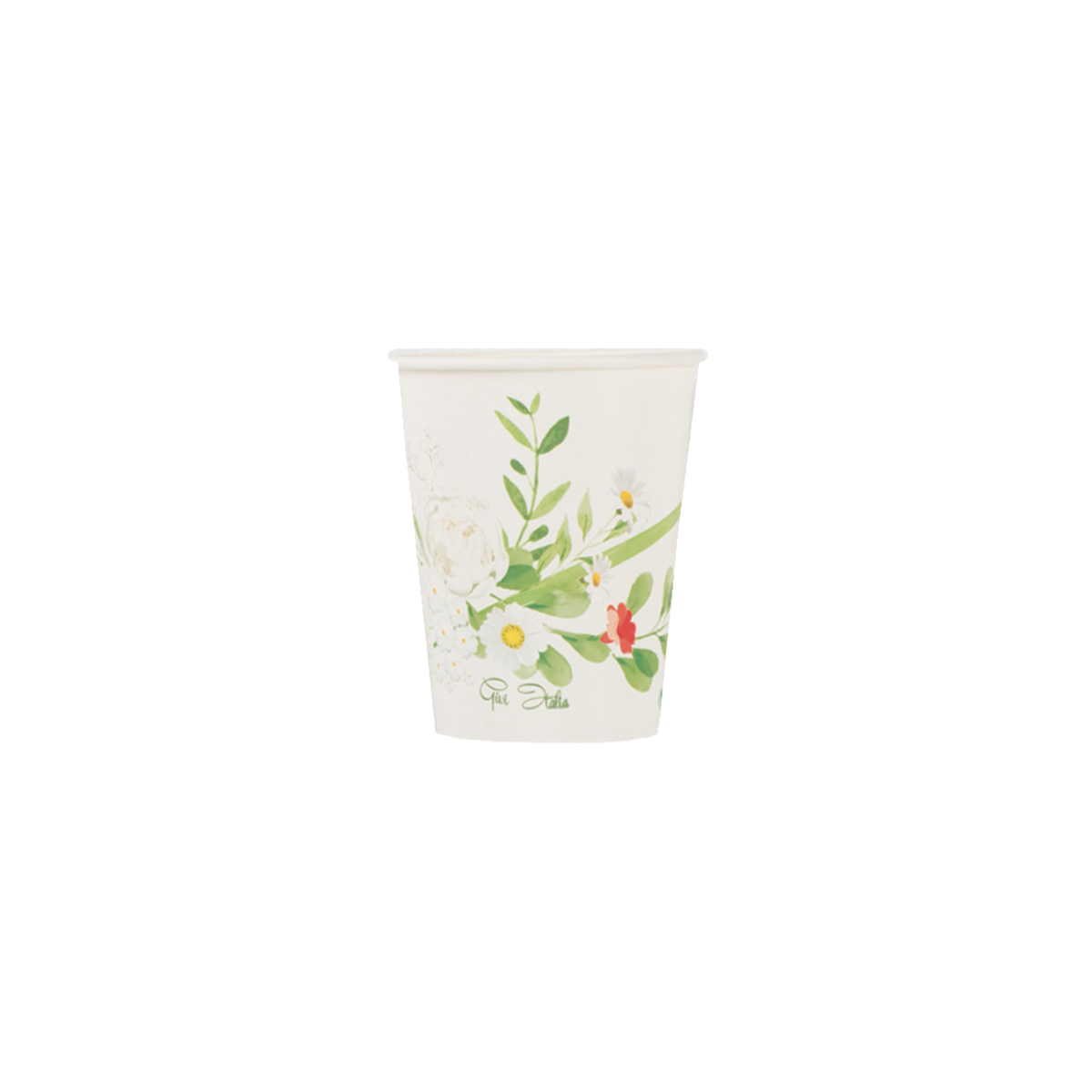 Bicchiere di carta monouso con fiori 