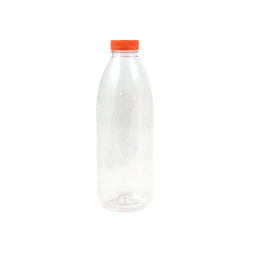 Bottiglia di plastica monouso con tappo arancione