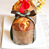 Mini panettone nel suo stampo e con fiocco verde 