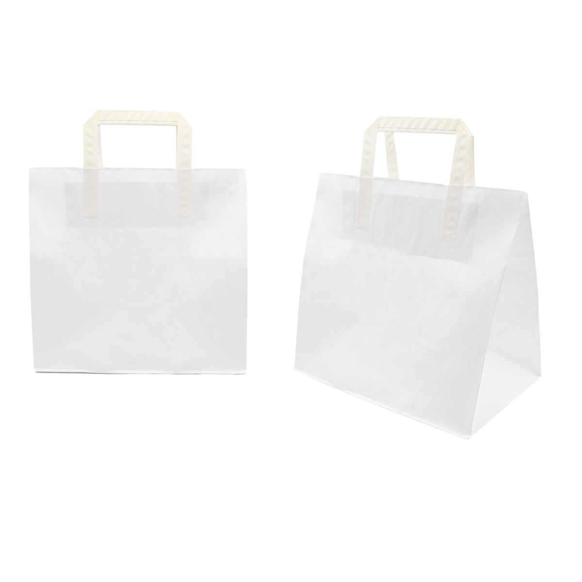 Due shopper di carta bianca a fondo largo