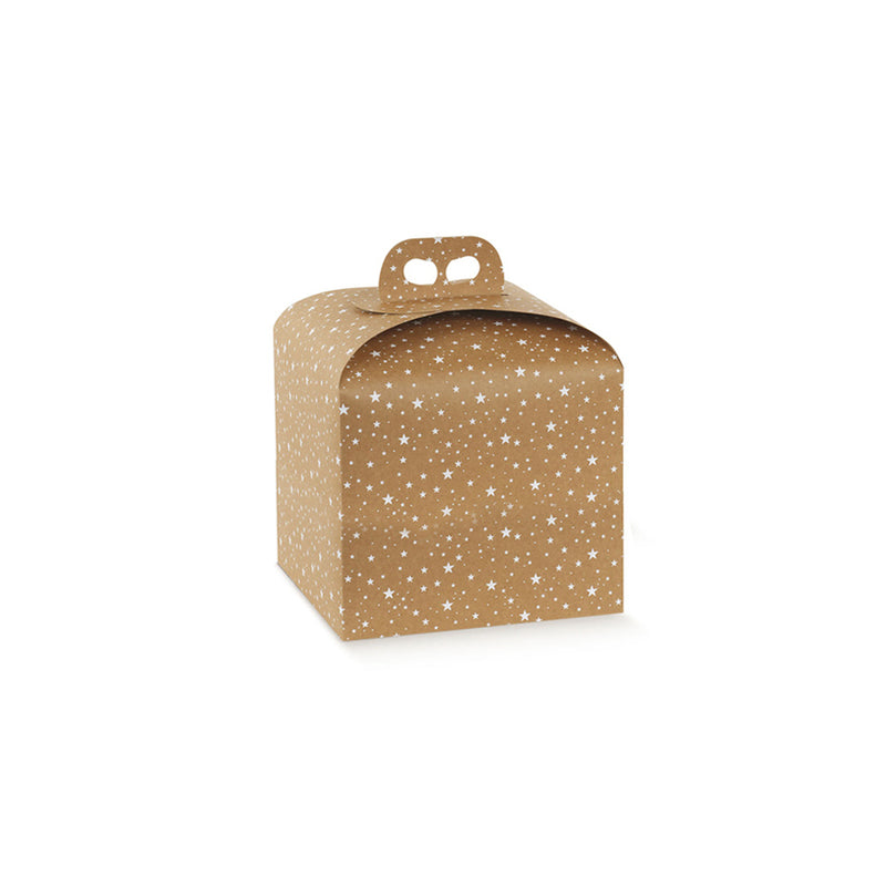 Scatola per panettone avana e stelle