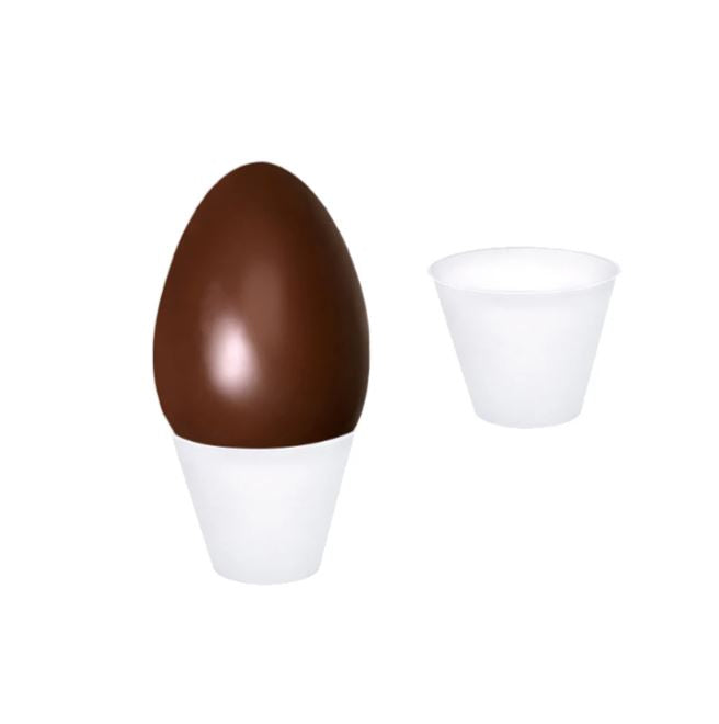 Base per uovo di Pasqua, mostrata vuota e con un uovo pasquale 