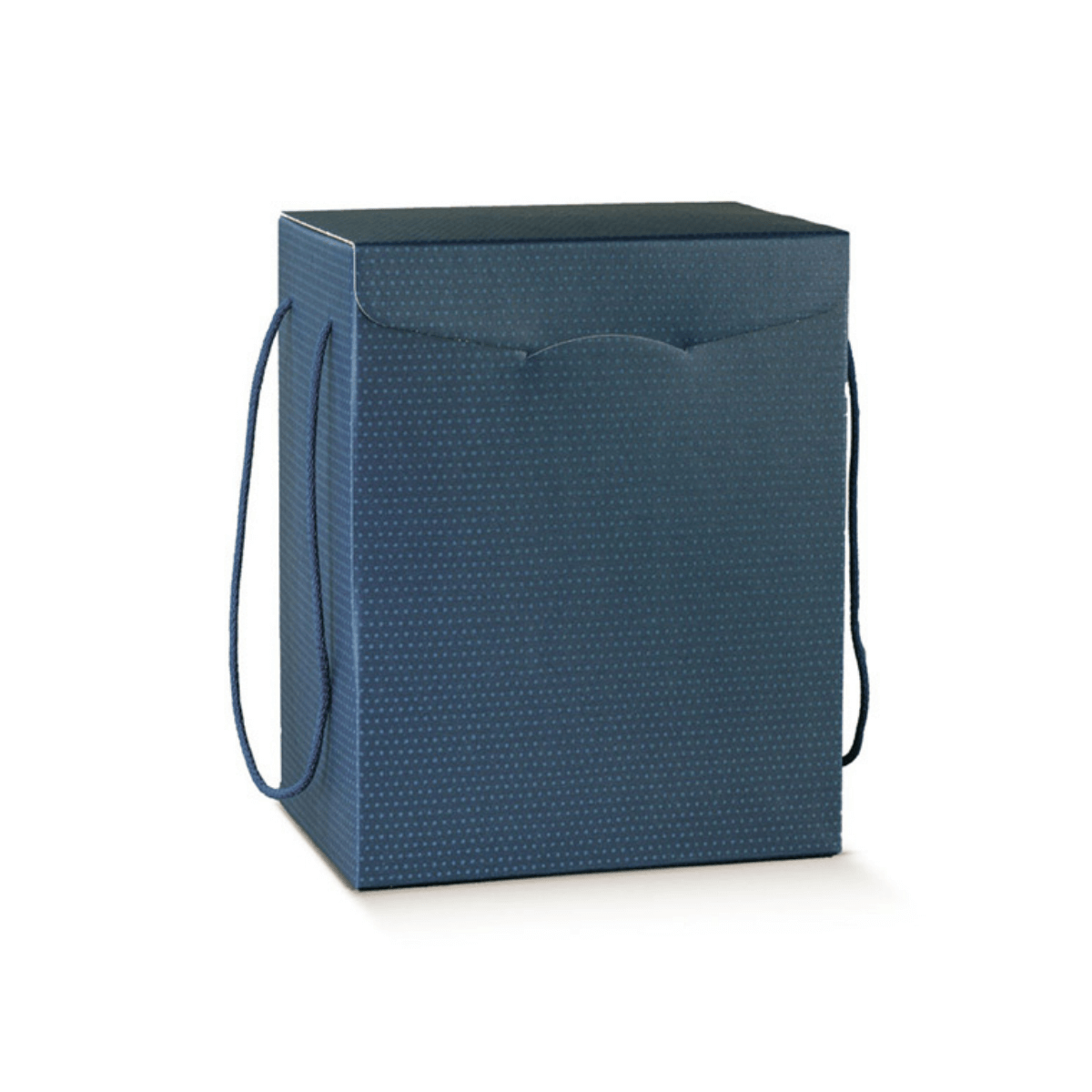 Scatola porta panettone, blu, con cordoncini