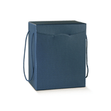 Scatola porta panettone, blu, con cordoncini