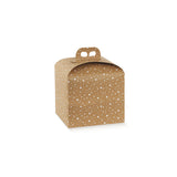 Scatola porta panettone marrone chiaro e stelline bianche 