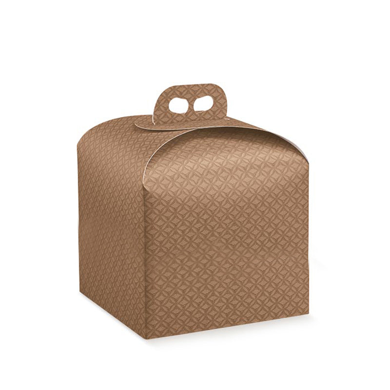 Scatola per panettone caffe con disegni geometrici