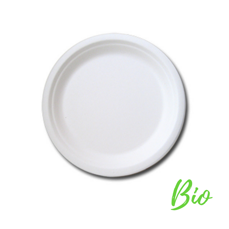 Piatto bianco bio visto dall'alto