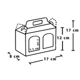 Disegno tecnico con misure per Confezione per due barattoli, con due finestre 