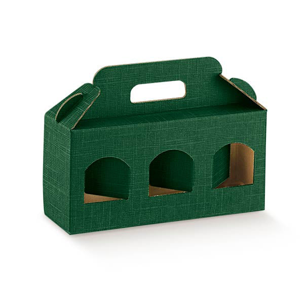 Confezione per 3 barattoli, verde con 3 finestre , vuota 