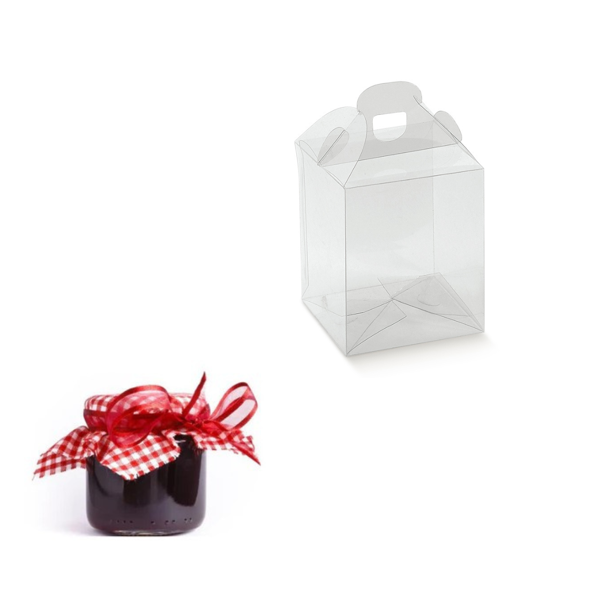 Confezione trasparente porta muffin e vasetto di confettura