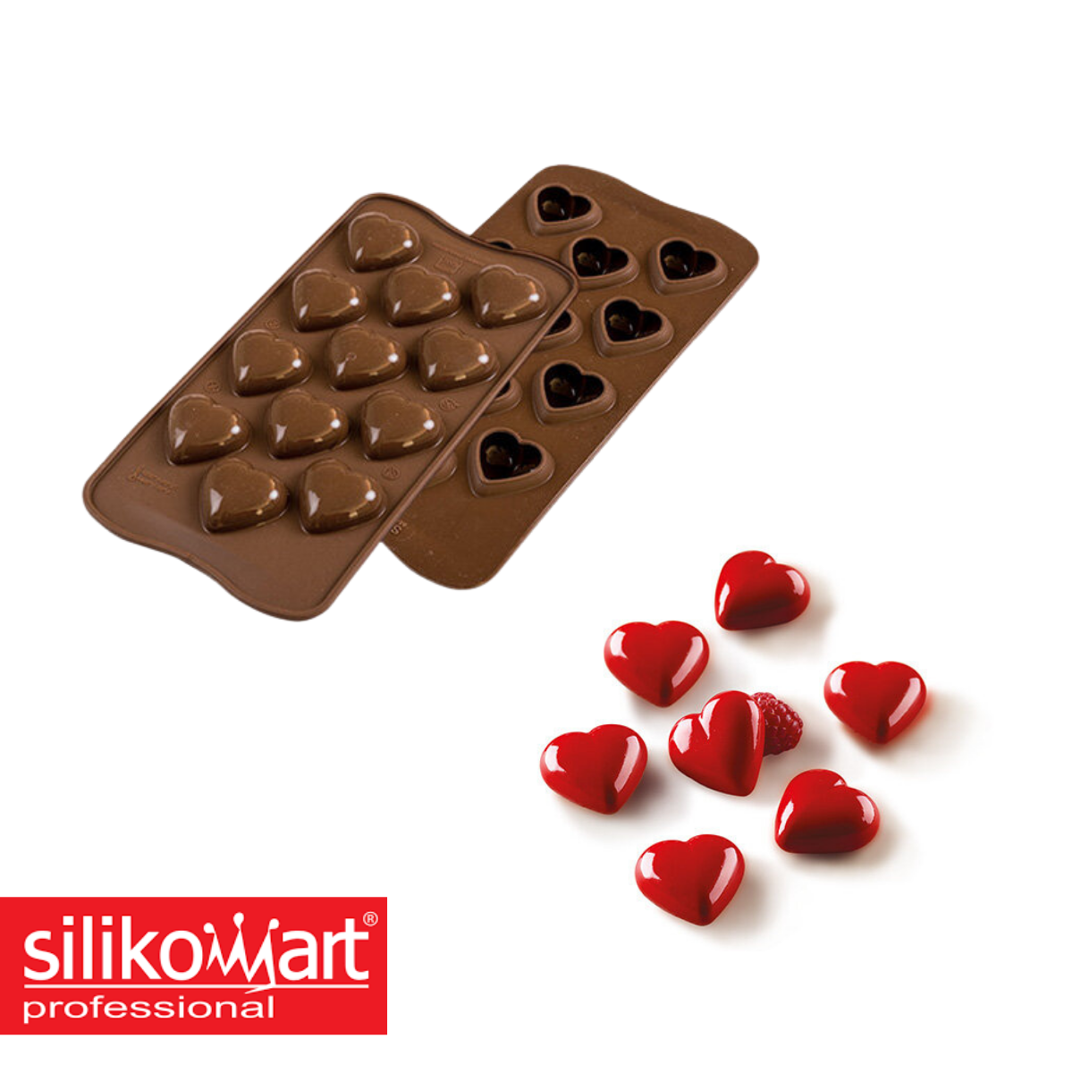 Stampo in Silicone - 12 Cioccolatini Cuore 3D di Silikomart 