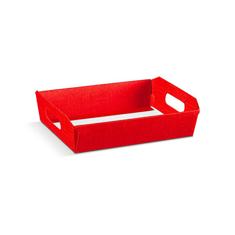 Cesto rettangolare di cartone rosso 