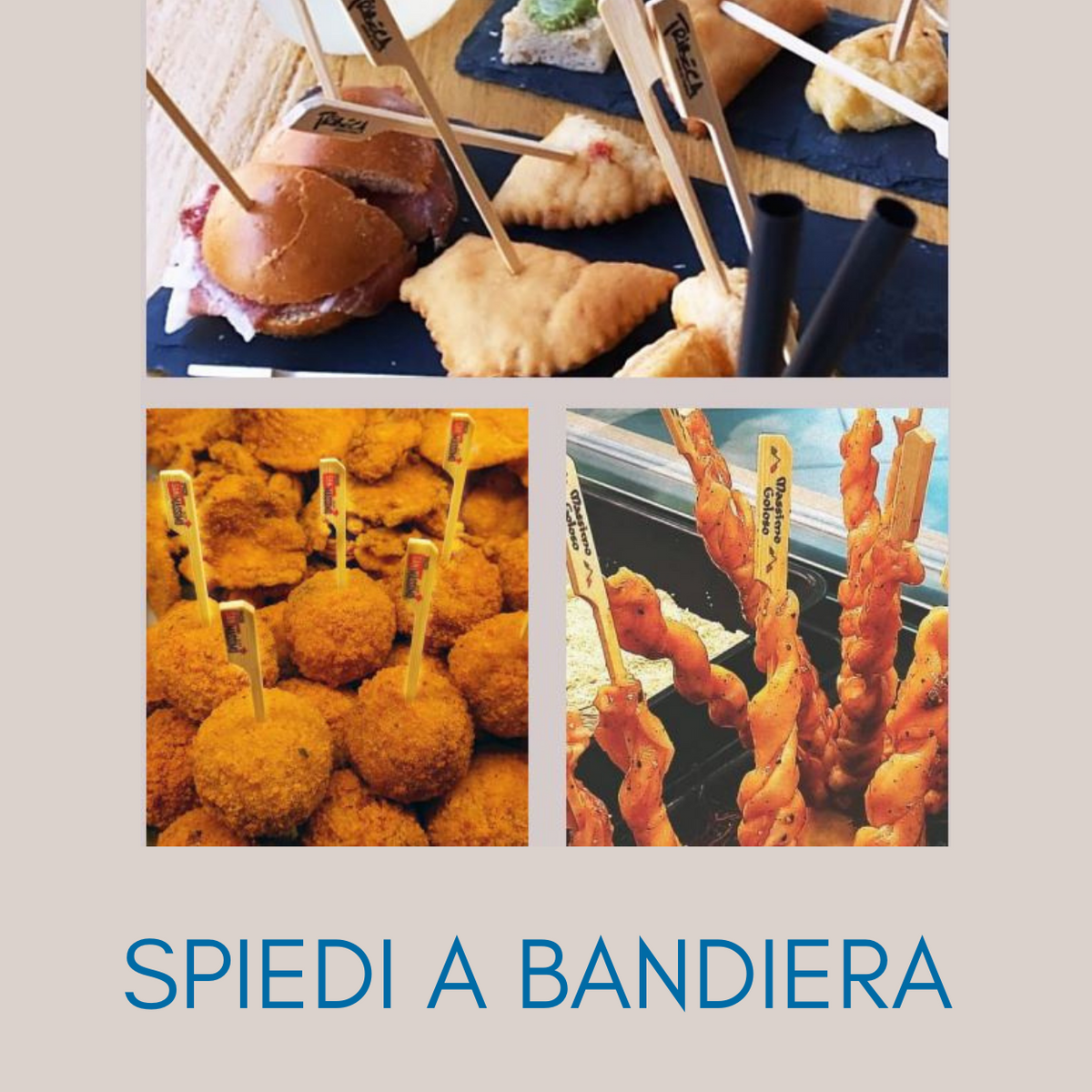 Esempi di spiedi  a bandiera dentro a del cibo