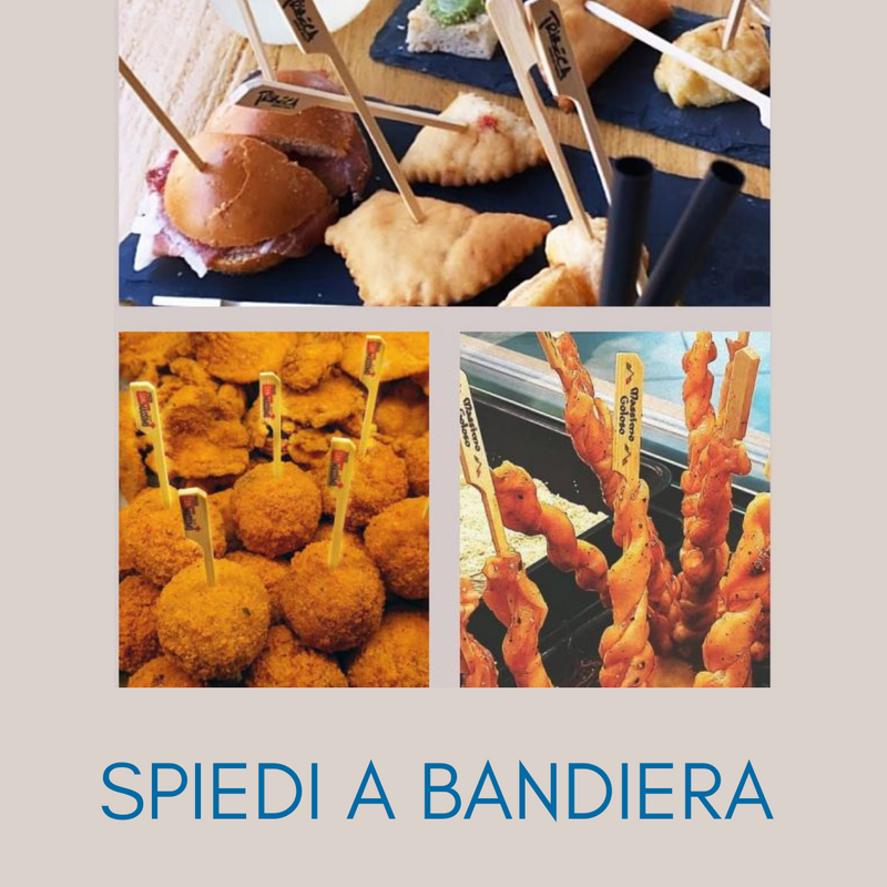 Esempi di spiedi  a bandiera dentro a del cibo
