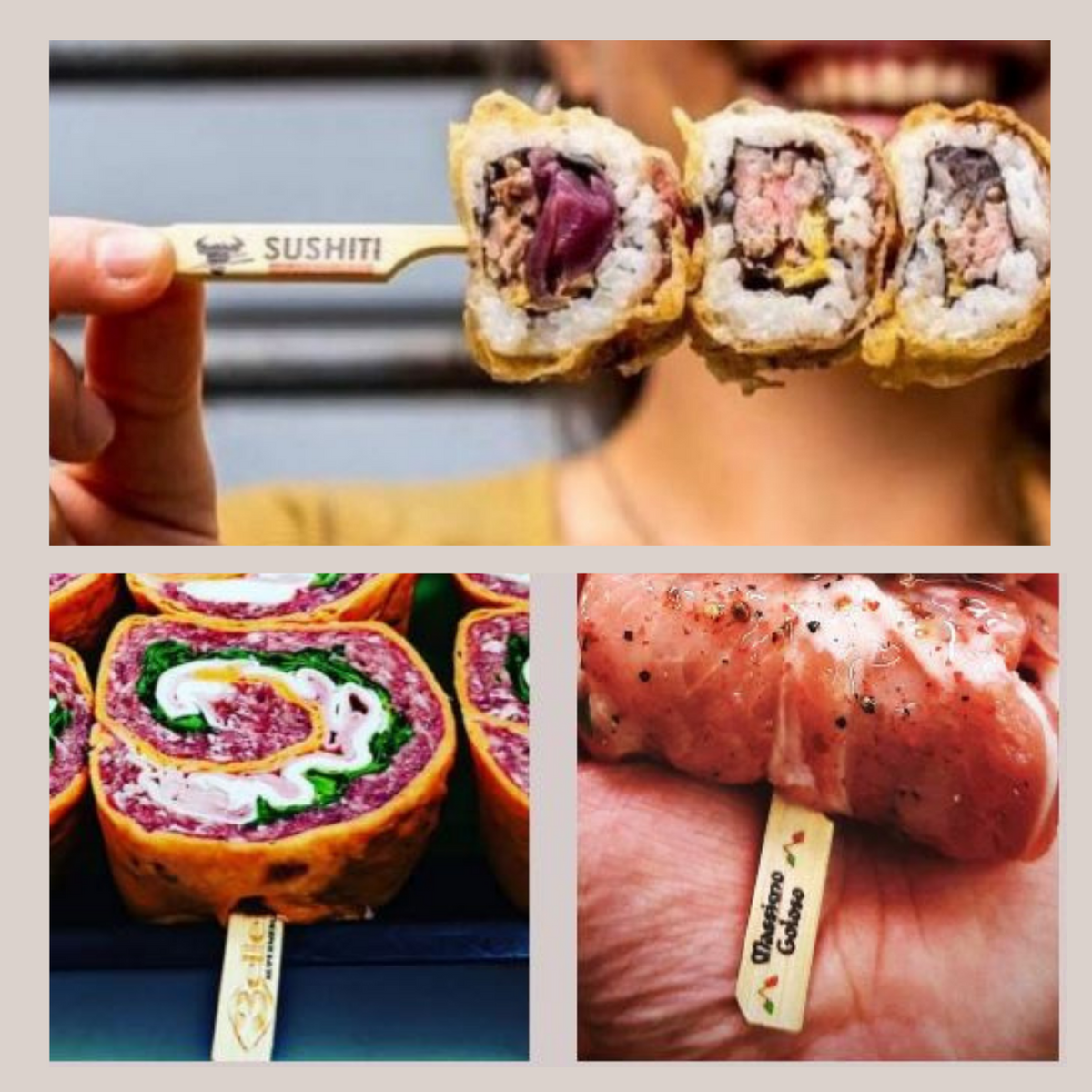 Esempi di stecchi dentro del cibo