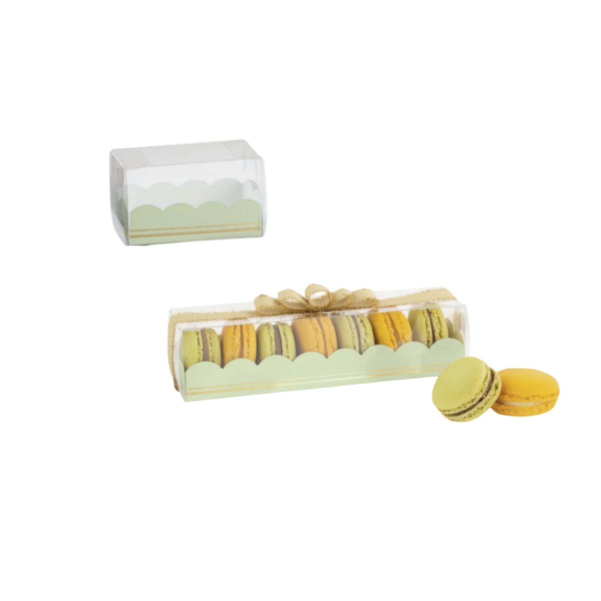 Scatola porta macarons, due misure diverse, una vuota ed una piena 